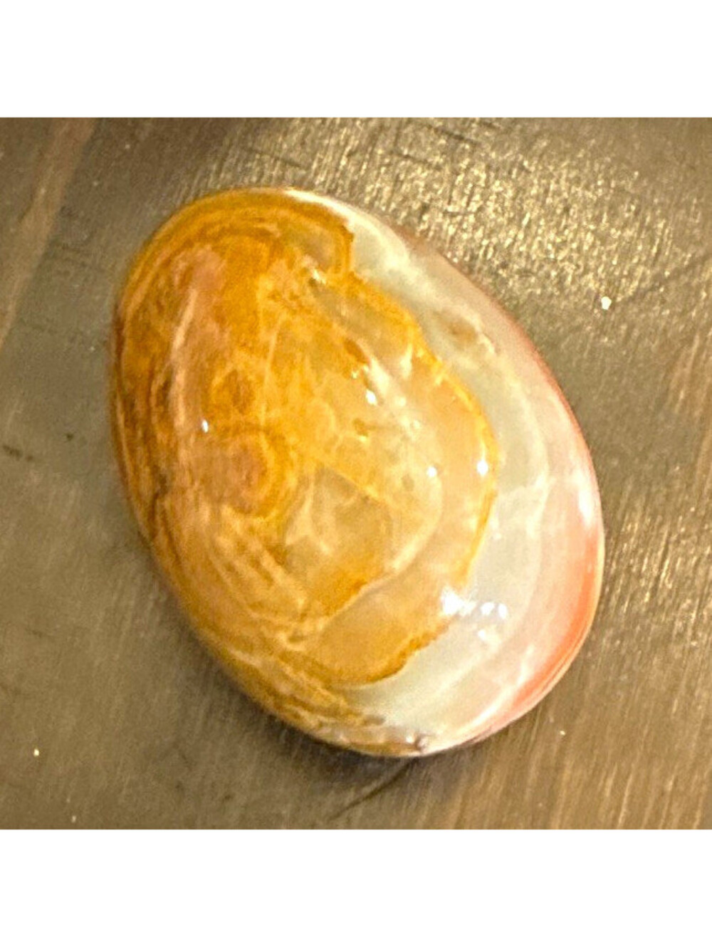 Polished Banded Agate Stone Egg Mineral Display Specimen Brown White Orange
